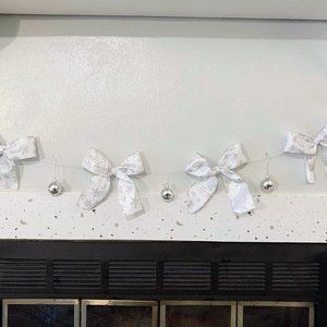 Handmade Silver Ribbon & Ornament Garland